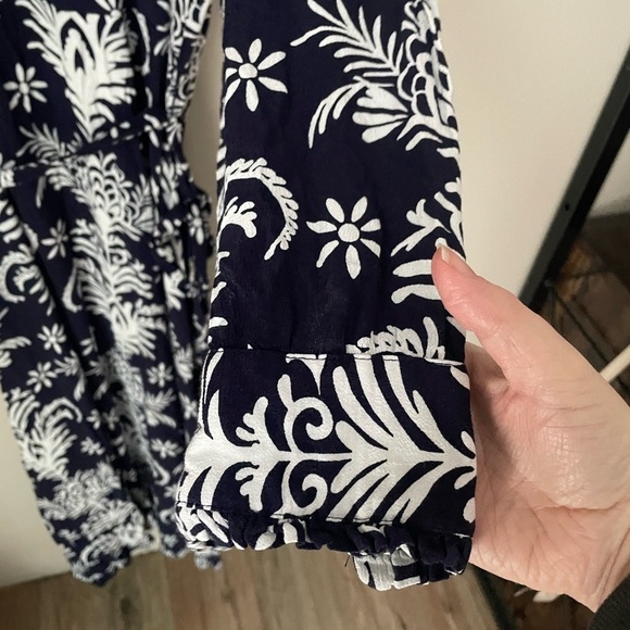 Zara Blue and White Floral Maxi Dress with Long Sleeves Size Small - Picture 4 of 9